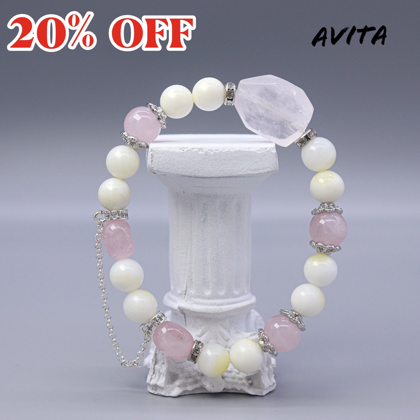 AVITA Pink Memory 20% OFF Natural Pink Crystal Bracelet Jewelry For Energy Boost & Attracting Love