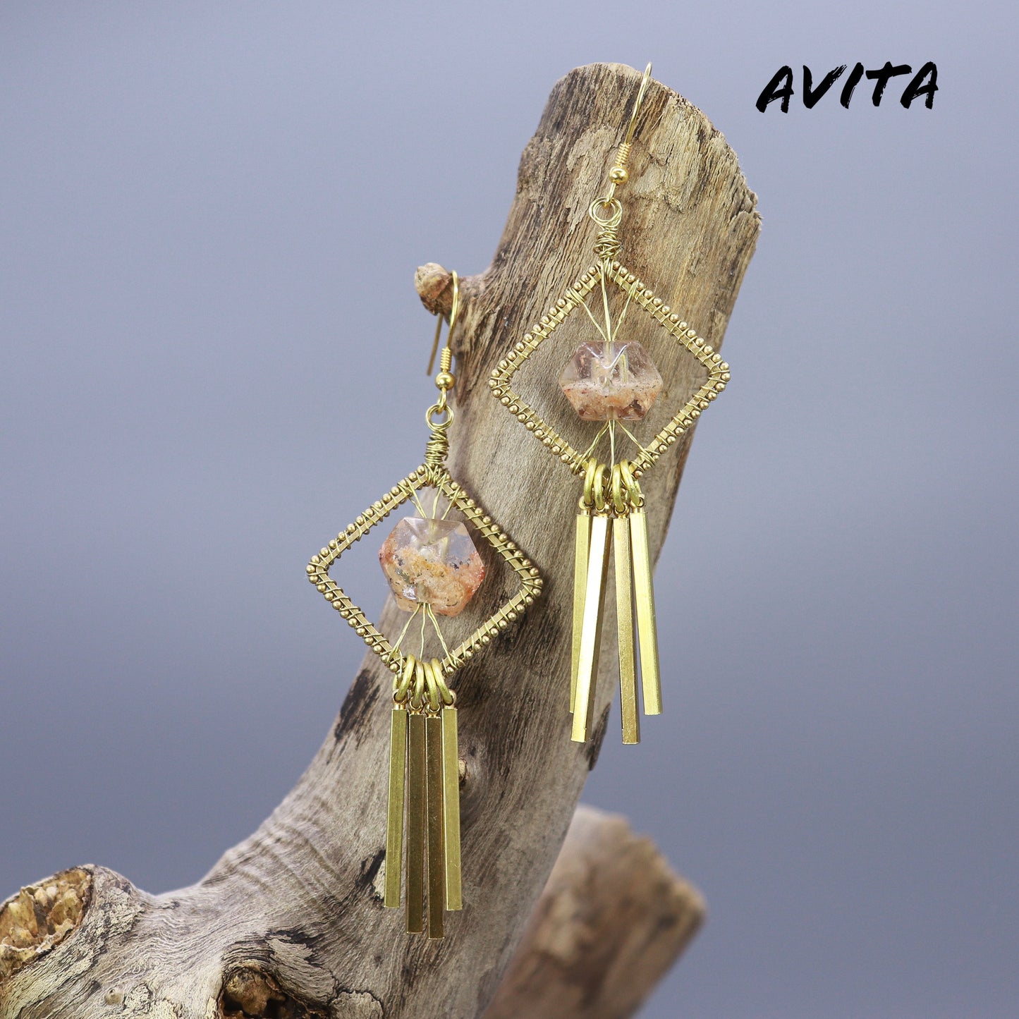 AVITA Elegant Life 60% OFF Flower Phantom Quartz Handmade Crystal Earrings For Energy Boost & Attracting Wisdom