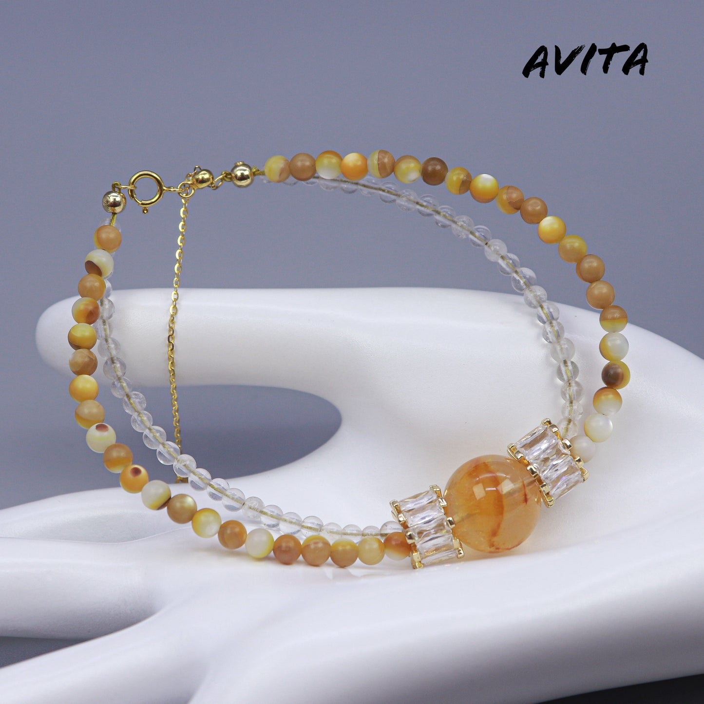 AVITA Caramel Pudding 80% OFF Quartz With Multiple Inclusions Bracelet Jewelry For Boosting Your Luck