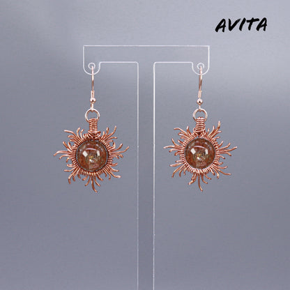 AVITA Elegant Life 60% OFF Amethyst Rutile Handmade Crystal Earrings For Energy Boost & Attracting Wealth