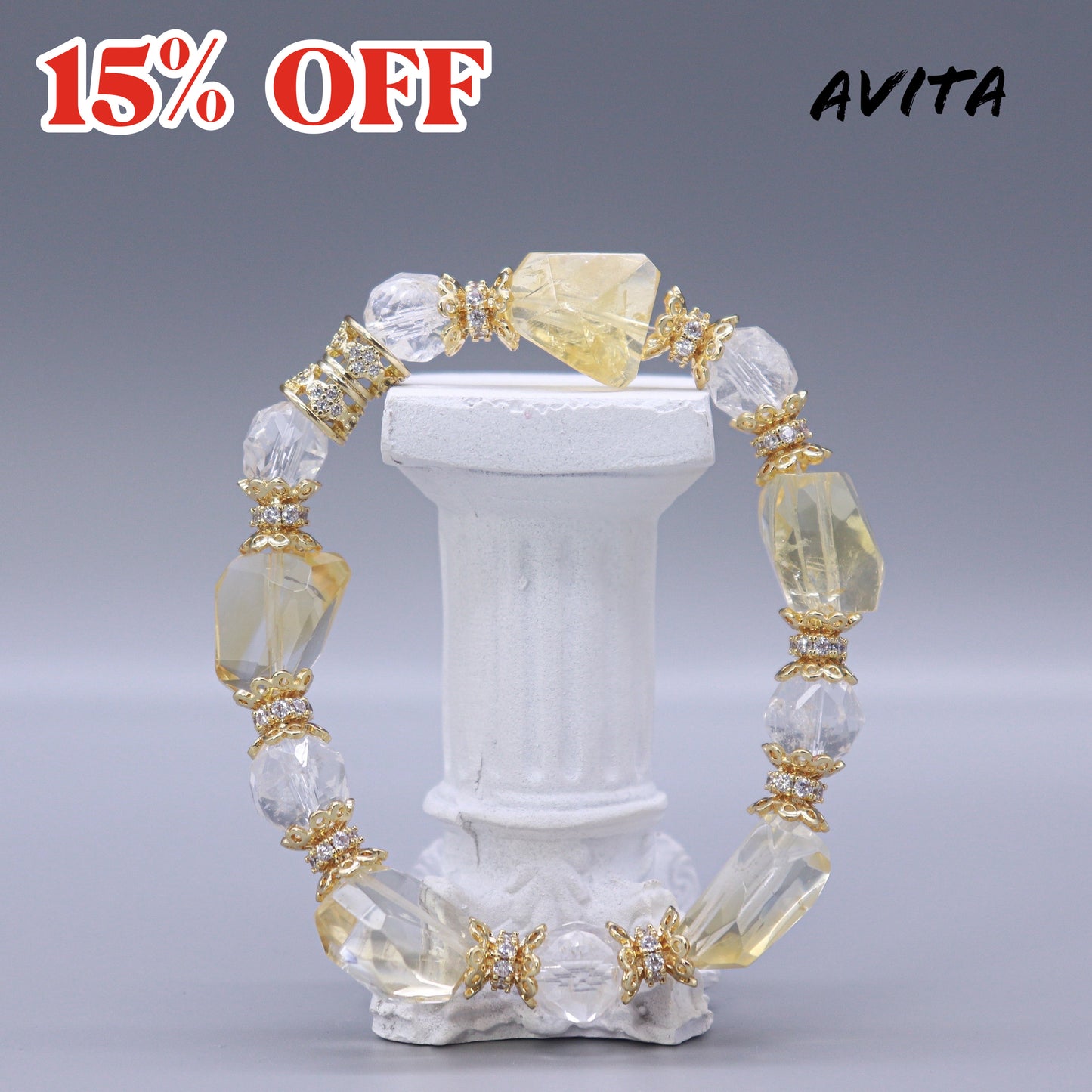 AVITA Golden Crown 15% OFF Natural Citrine Bracelet Jewelry For Energy Boost & Attracting Wealth