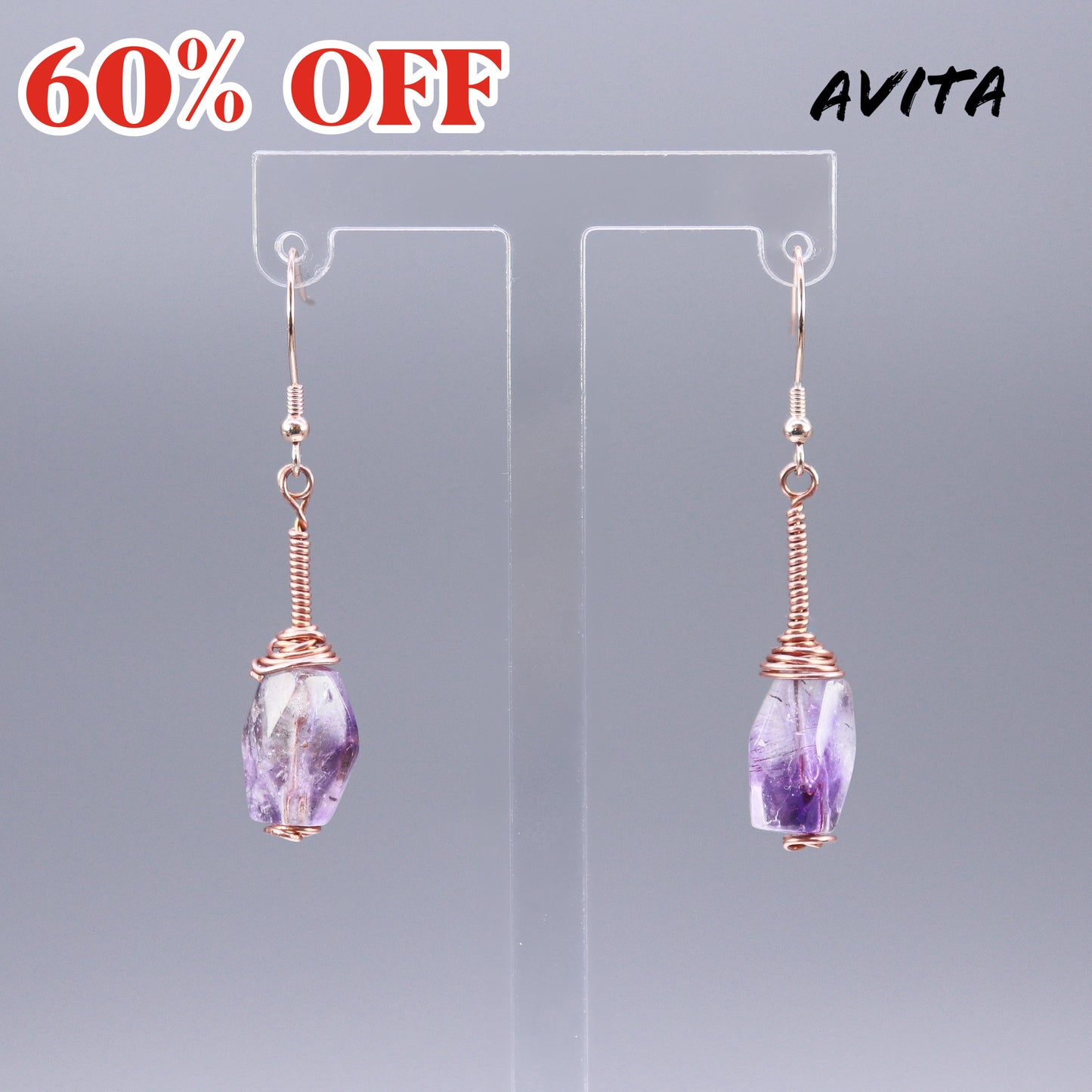 AVITA Elegant Life 60% OFF Super Seven Handmade Crystal Earrings For Energy Boost & Attracting Wisdom