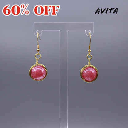 AVITA Elegant Life 60% OFF Rose Quartz Handmade Crystal Earrings For Energy Boost & Attracting Love