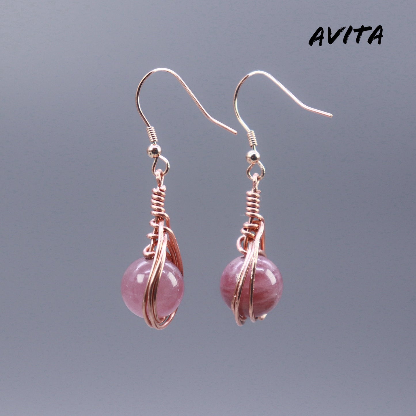 AVITA Angel's Tears 70% OFF Rubellite Handmade Crystal Earrings For Energy Boost & Attracting Love