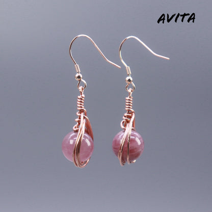 AVITA Angel's Tears 70% OFF Rubellite Handmade Crystal Earrings For Energy Boost & Attracting Love