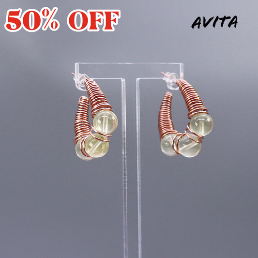 AVITA Freedom 50% OFF Citrine Handmade Crystal Earrings For Energy Boost & Attracting Wealth