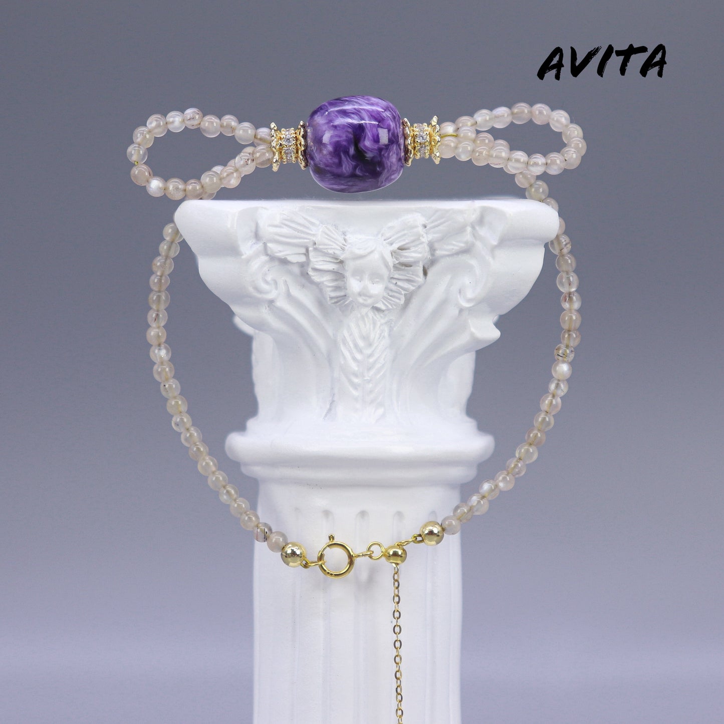 AVITA Blueberry Cheese 80% OFF Charoite Bracelet Jewelry For Boosting Observation Skills