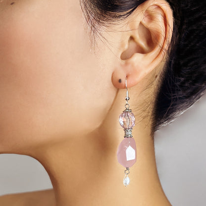 AVITA Elegant Life 60% OFF Pink Crystal Handmade Crystal Earrings For Energy Boost & Attracting Love