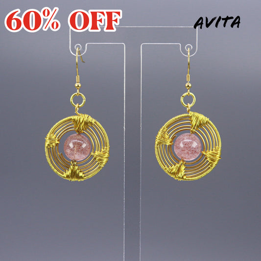 AVITA Elegant Life 60% OFF Strawberry Quartz Handmade Crystal Earrings For Elevating Love