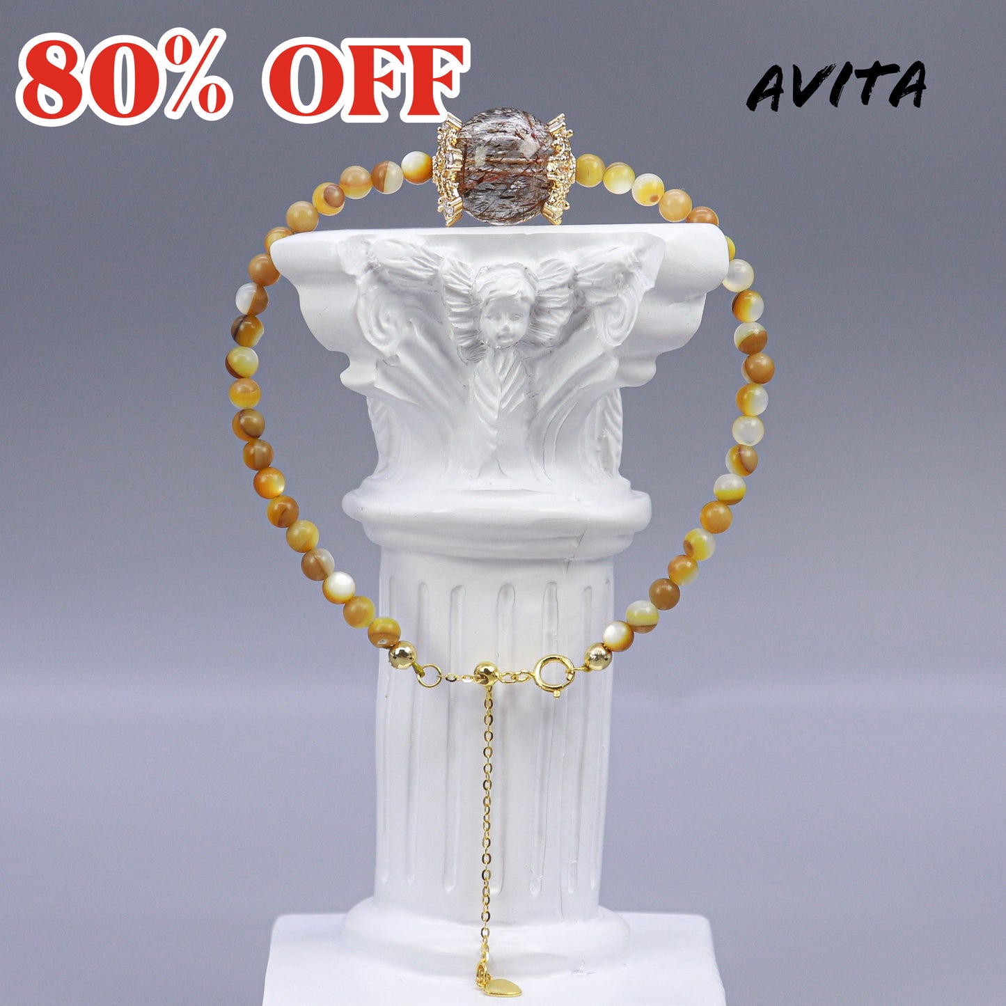 AVITA Cannelés 80% OFF Black Gold Super Seven Bracelet Jewelry For Attracting Fortune