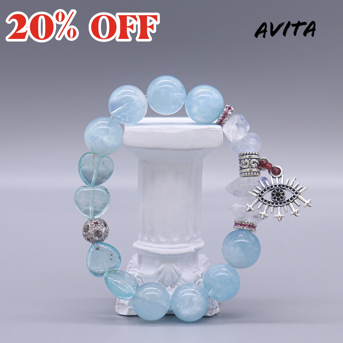 AVITA Ocean Eye 20% OFF Natural Aquamarine Bracelet Jewelry For Elevating Your Courage and Confidence