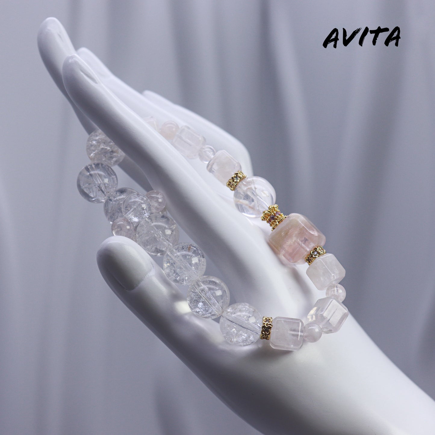 AVITA Ice And Snow Love 25% OFF Natural Pink Crystal Bracelet Jewelry For Energy Boost & Attracting Love