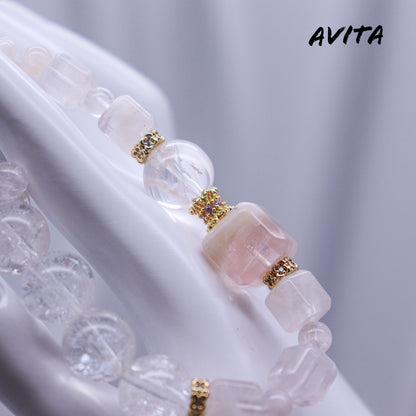 AVITA Ice And Snow Love 25% OFF Natural Pink Crystal Bracelet Jewelry For Energy Boost & Attracting Love