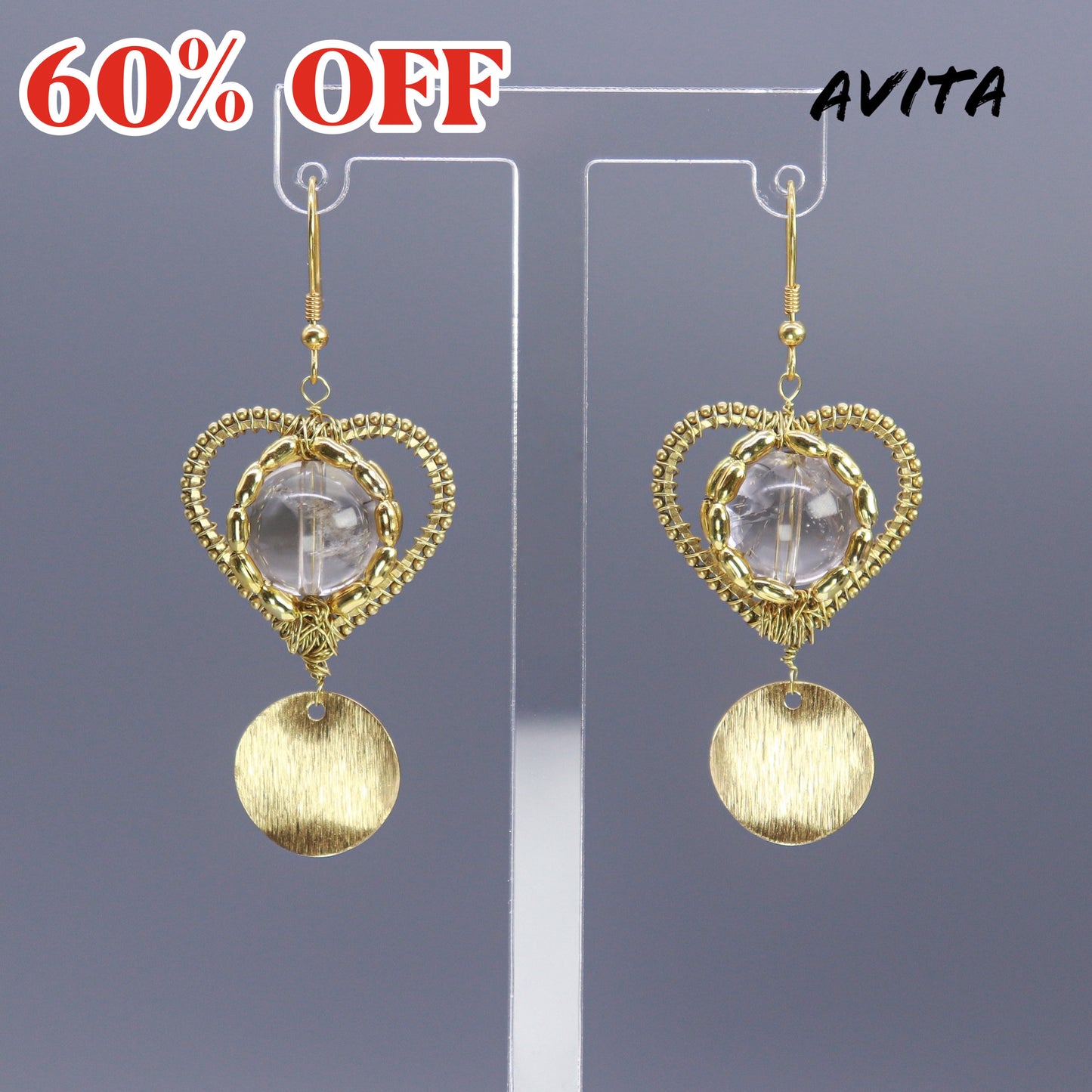 AVITA Elegant Life 60% OFF Tea-colored Citrine Handmade Crystal Earrings For Emotionally Stable