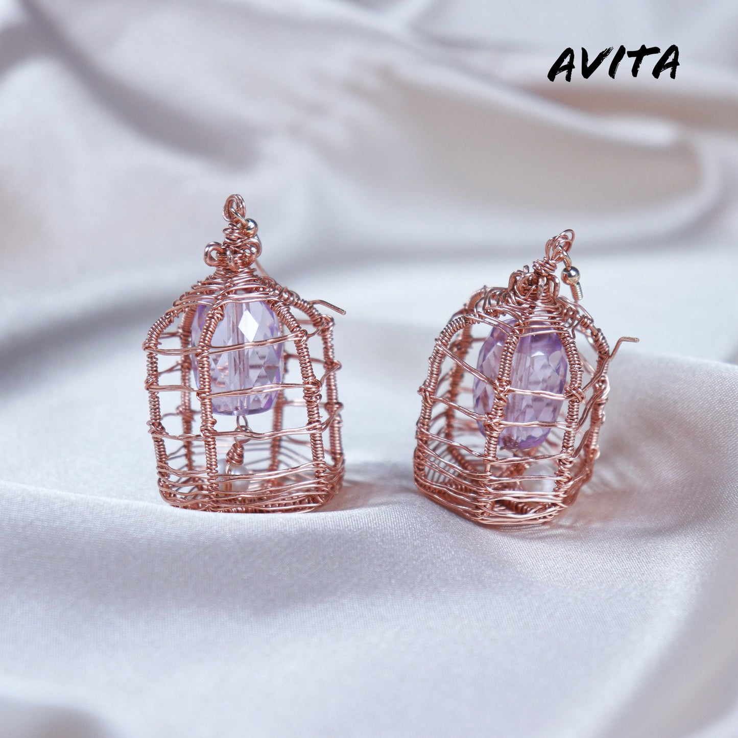 AVITA Freedom 50% OFF Amethyst Handmade Crystal Earrings For Energy Boost & Attracting Wisdom