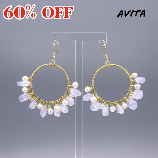 AVITA Elegant Life 60% OFF Lavender Milky Amethyst Handmade Crystal Earrings For Energy Boost & Attracting Wisdom