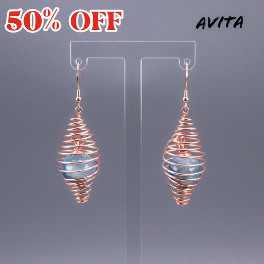 AVITA Freedom 50% OFF Aquamarine (solid) Handmade Crystal Earrings For Elevating Your Courage and Confidence