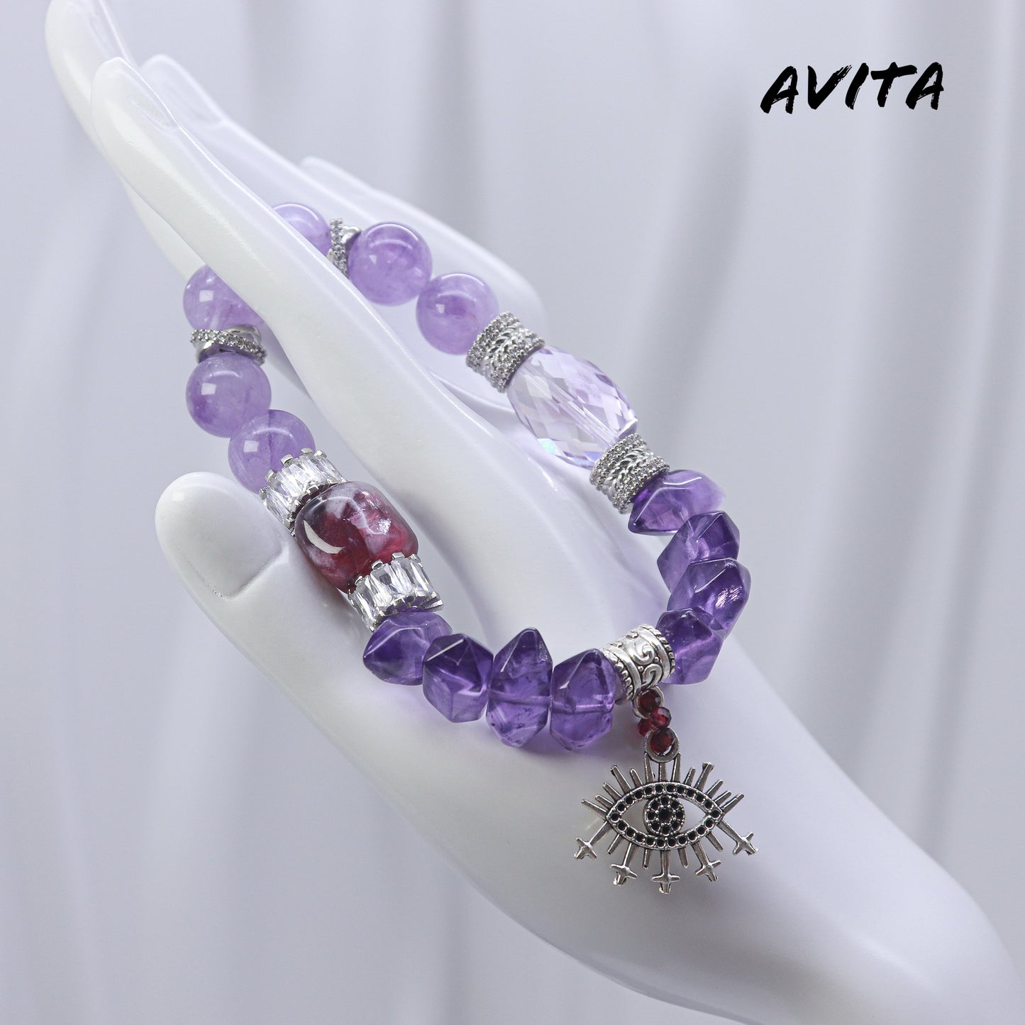 AVITA The Eye Of Athena 15% OFF Natural Amethyst Bracelet Jewelry For Energy Boost & Attracting Wisdom