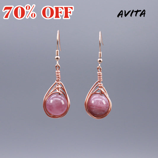 AVITA Angel's Tears 70% OFF Rubellite Handmade Crystal Earrings For Energy Boost & Attracting Love