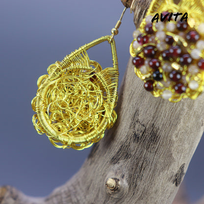 AVITA Limited Edition 60% OFF Garnet Handmade Crystal Earrings For Energy Boost & Becoming Beauty