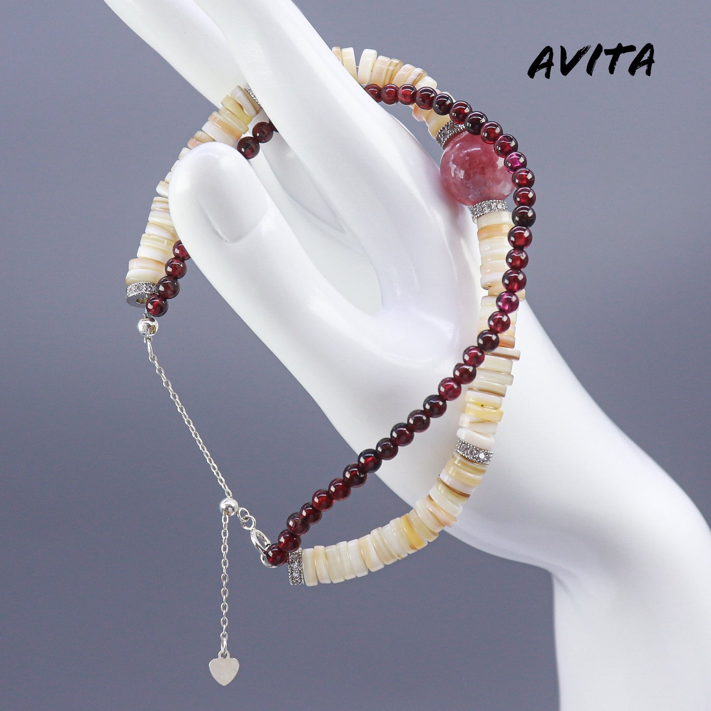 AVITA Cranberry Cookie 80% OFF Natural Pink Tourmaline Bracelet Jewelry For Being Calm and Steady