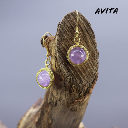 AVITA Elegant Life 60% OFF Amethyst Handmade Crystal Earrings For Energy Boost & Attracting Wisdom