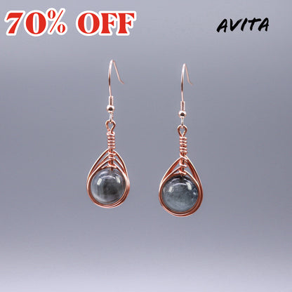 AVITA Angel's Tears 70% OFF Aquamarine (dark) Handmade Crystal Earrings For Elevating Your Courage and Confidence