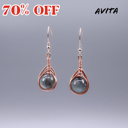 AVITA Angel's Tears 70% OFF Aquamarine (dark) Handmade Crystal Earrings For Elevating Your Courage and Confidence