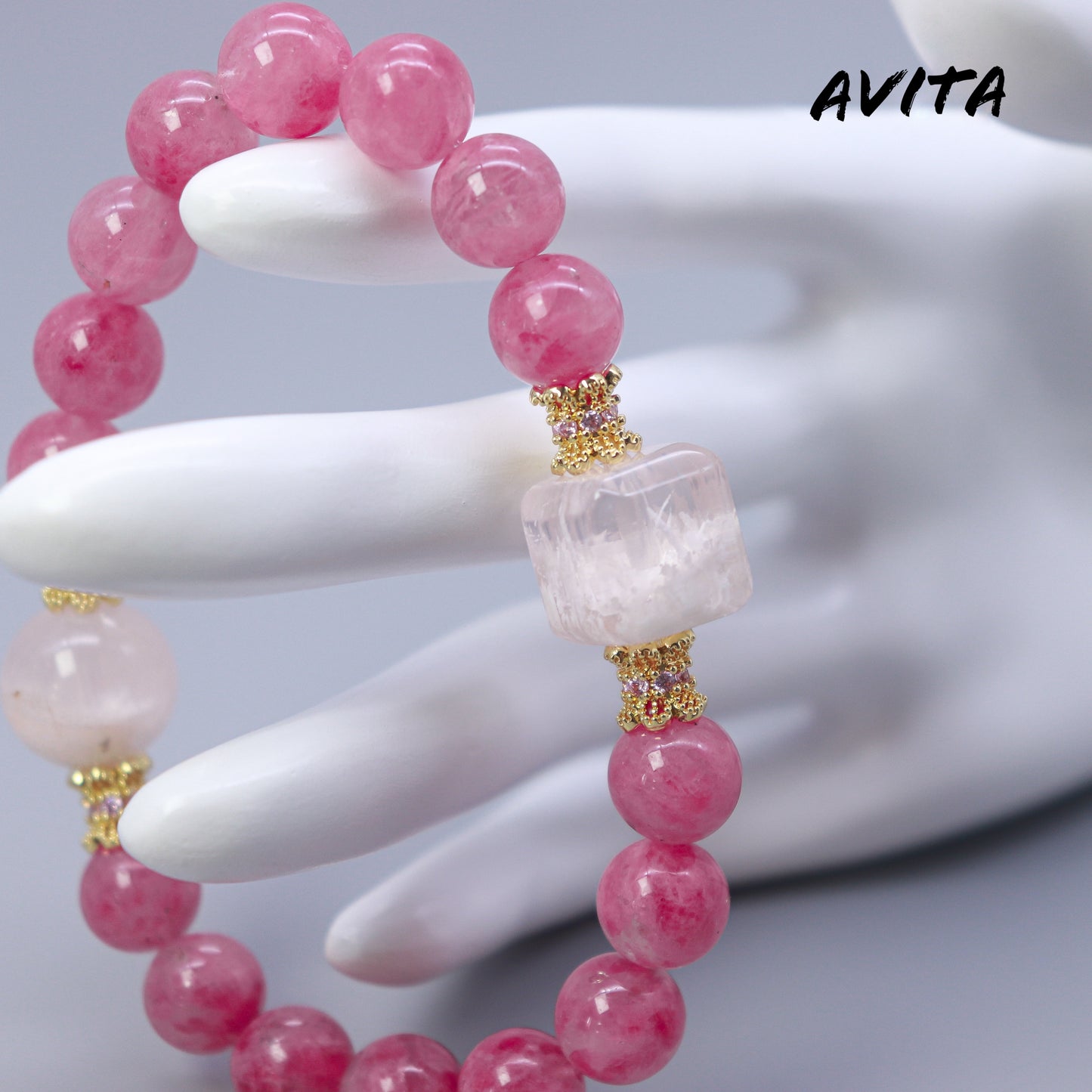 AVITA Rose Love 20% OFF Natural Pink Crystal Bracelet Jewelry For Energy Boost & Attracting Love