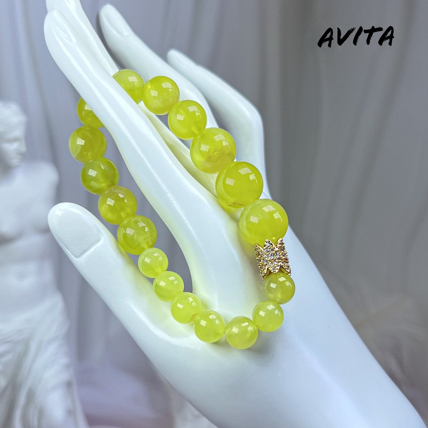 AVITA Destiny 20% OFF Natural Prehnite Bracelet Jewelry For Energy Boost & Attracting Wealth