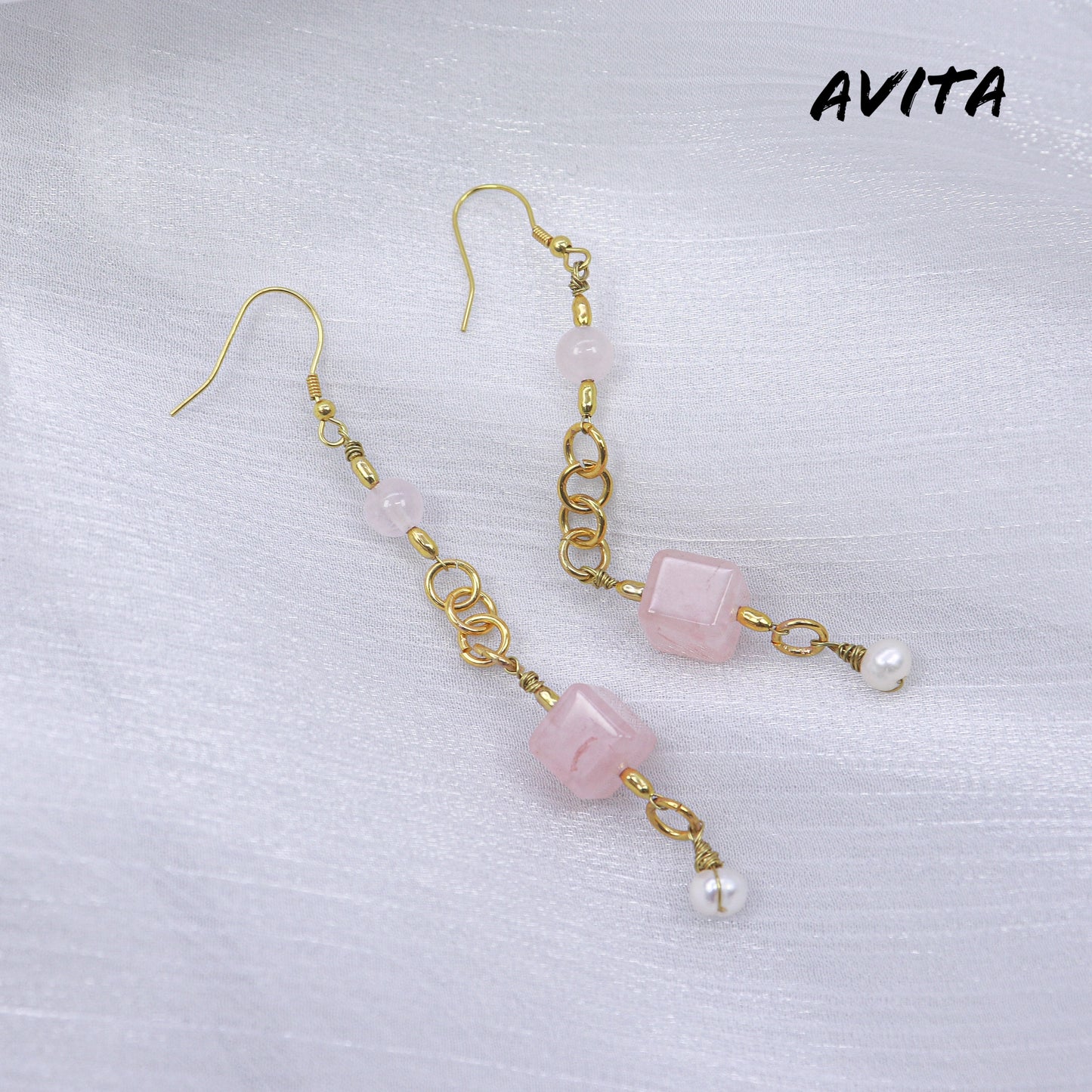 AVITA Elegant Life 60% OFF Pink Crystal Handmade Crystal Earrings For Energy Boost & Attracting Love