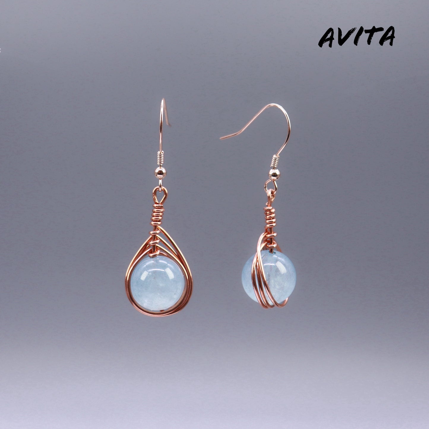 AVITA Angel's Tears 70% OFF Aquamarine Handmade Crystal Earrings For Elevating Your Courage and Confidence