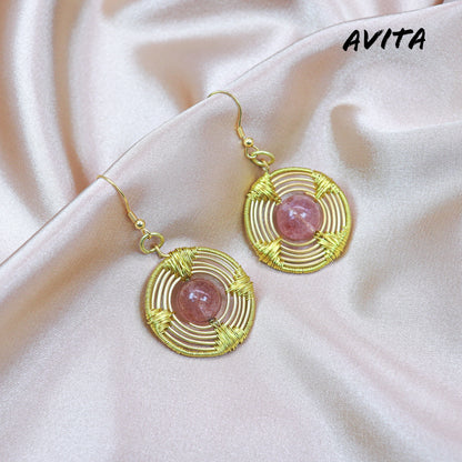 AVITA Elegant Life 60% OFF Strawberry Quartz Handmade Crystal Earrings For Elevating Love