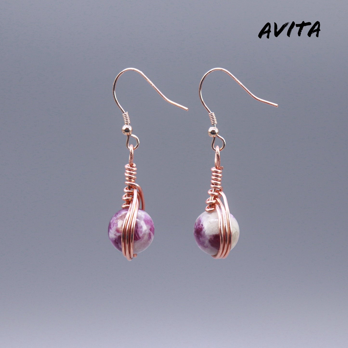 AVITA Angel's Tears 70% OFF Lepidolite Handmade Crystal Earrings For Energy Boost & Attracting Wisdom