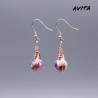 AVITA Angel's Tears 70% OFF Lepidolite Handmade Crystal Earrings For Energy Boost & Attracting Wisdom