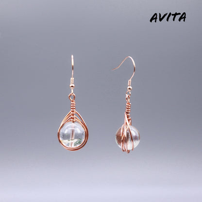 AVITA Angel's Tears 70% OFF Flower Phantom Quartz Handmade Crystal Earrings For Elevating Your Career