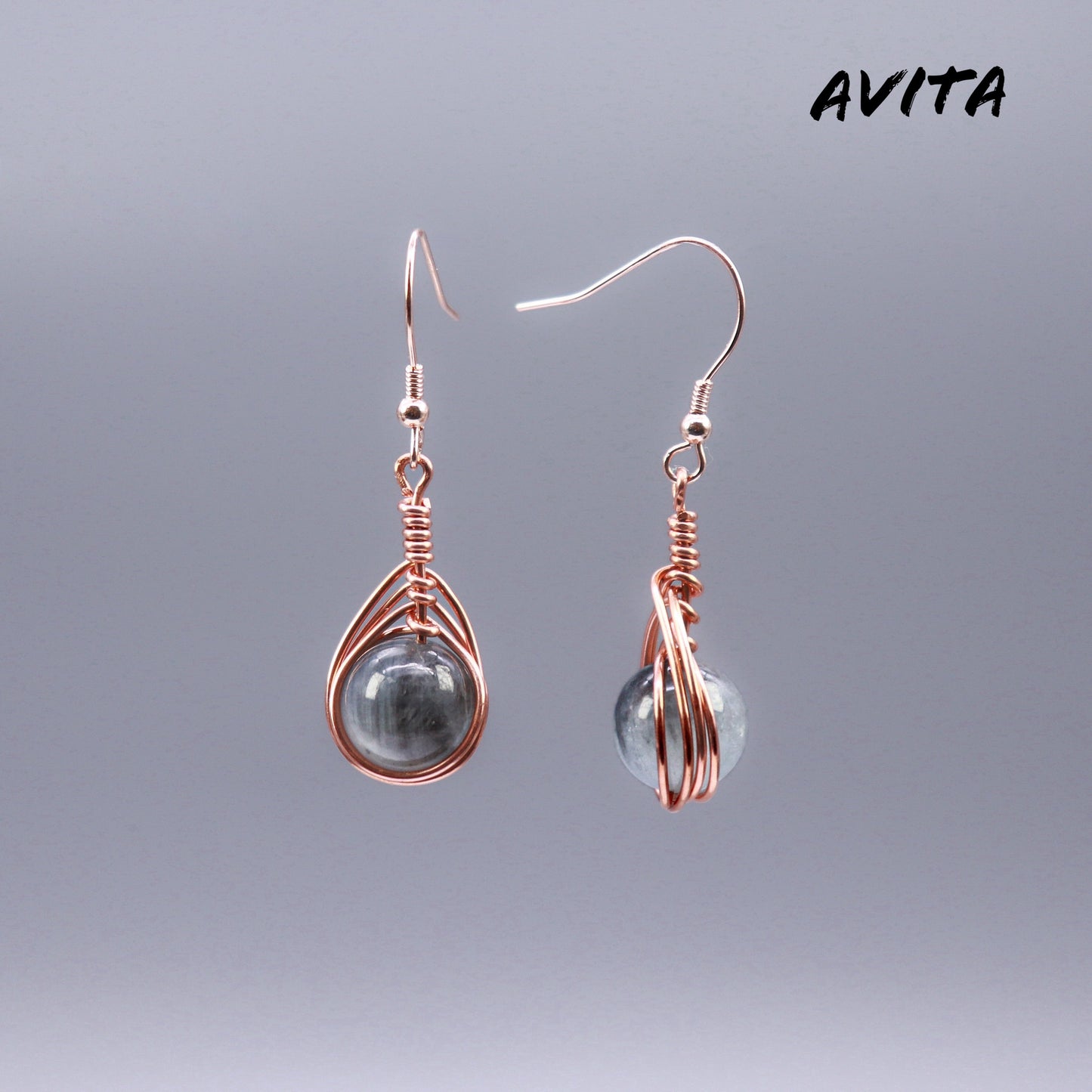 AVITA Angel's Tears 70% OFF Aquamarine (dark) Handmade Crystal Earrings For Elevating Your Courage and Confidence