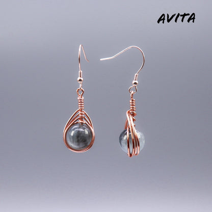 AVITA Angel's Tears 70% OFF Aquamarine (dark) Handmade Crystal Earrings For Elevating Your Courage and Confidence