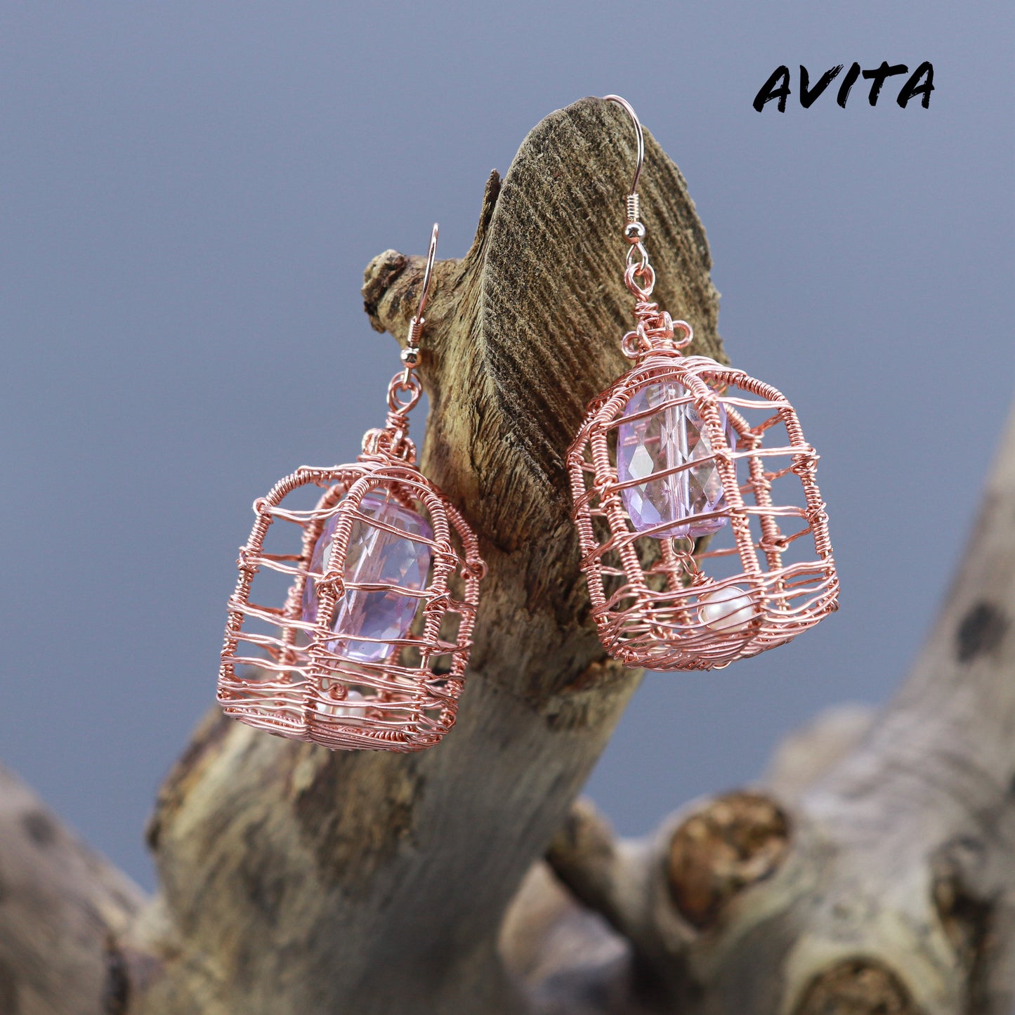 AVITA Freedom 50% OFF Amethyst Handmade Crystal Earrings For Energy Boost & Attracting Wisdom