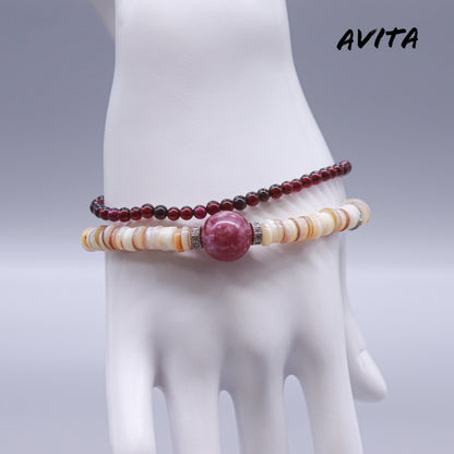 AVITA Cranberry Cookie 80% OFF Natural Pink Tourmaline Bracelet Jewelry For Being Calm and Steady