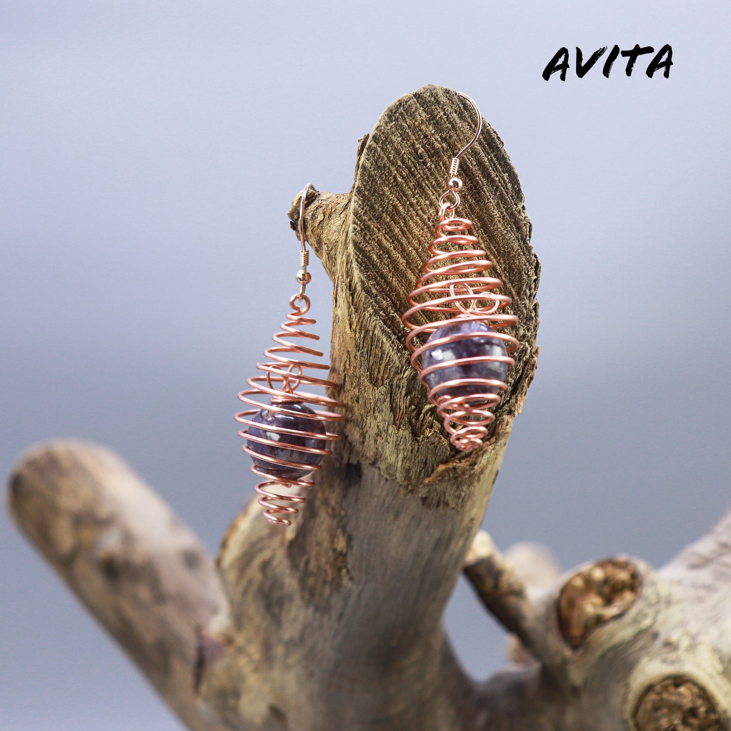 AVITA Freedom 50% OFF Lepidolite Handmade Crystal Earrings For Energy Boost & Attracting Wisdom