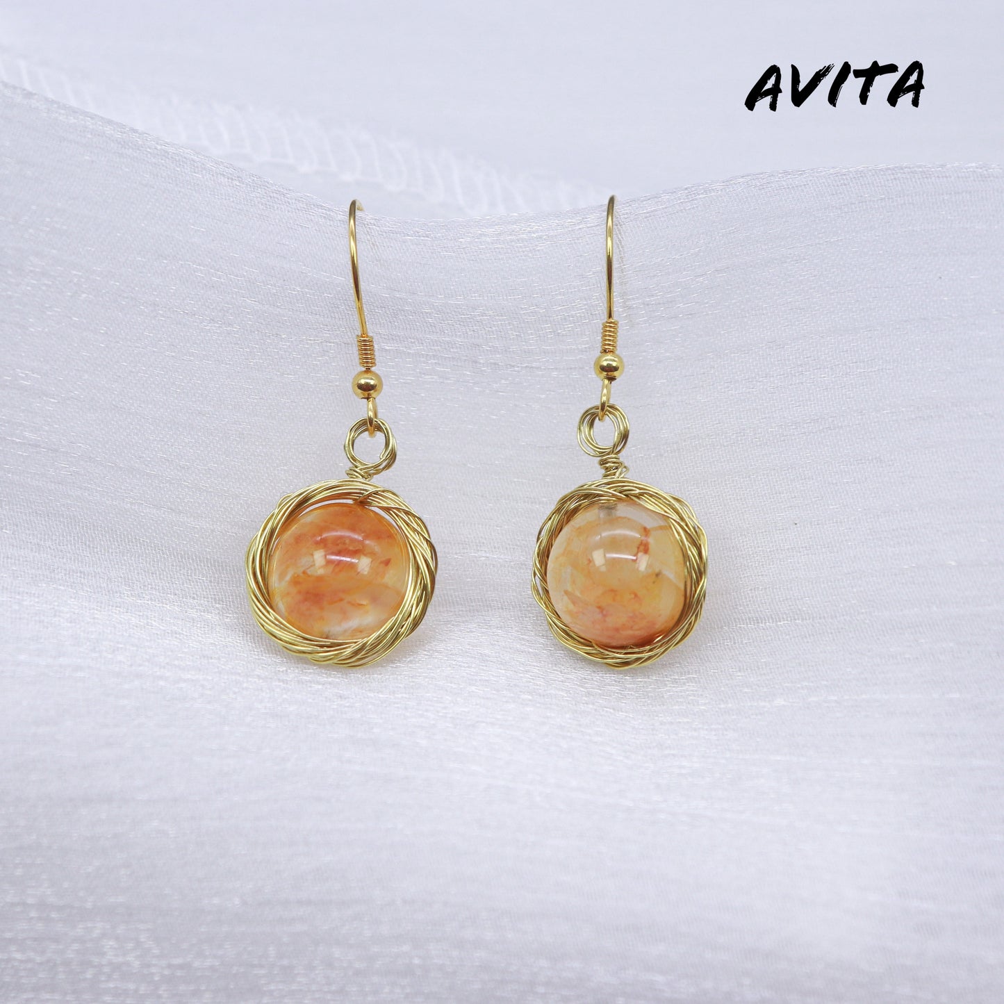 AVITA Elegant Life 60% OFF Quartz With Multiple Inclusions Handmade Crystal Earrings For Energy Boost & Attracting Love