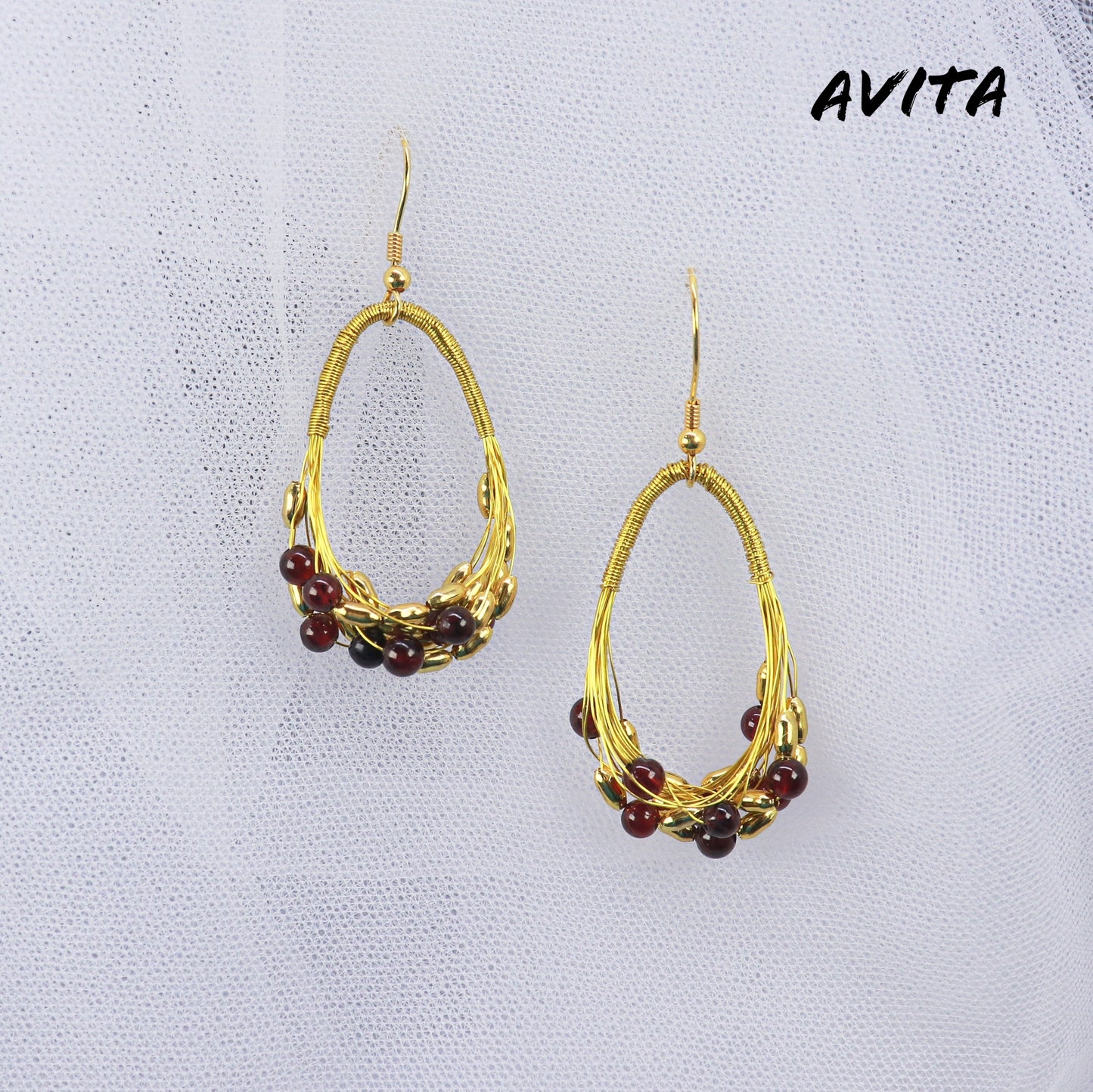 AVITA Elegant 60% OFF Garnet Handmade Crystal Earrings For Energy Boost & Becoming Beauty