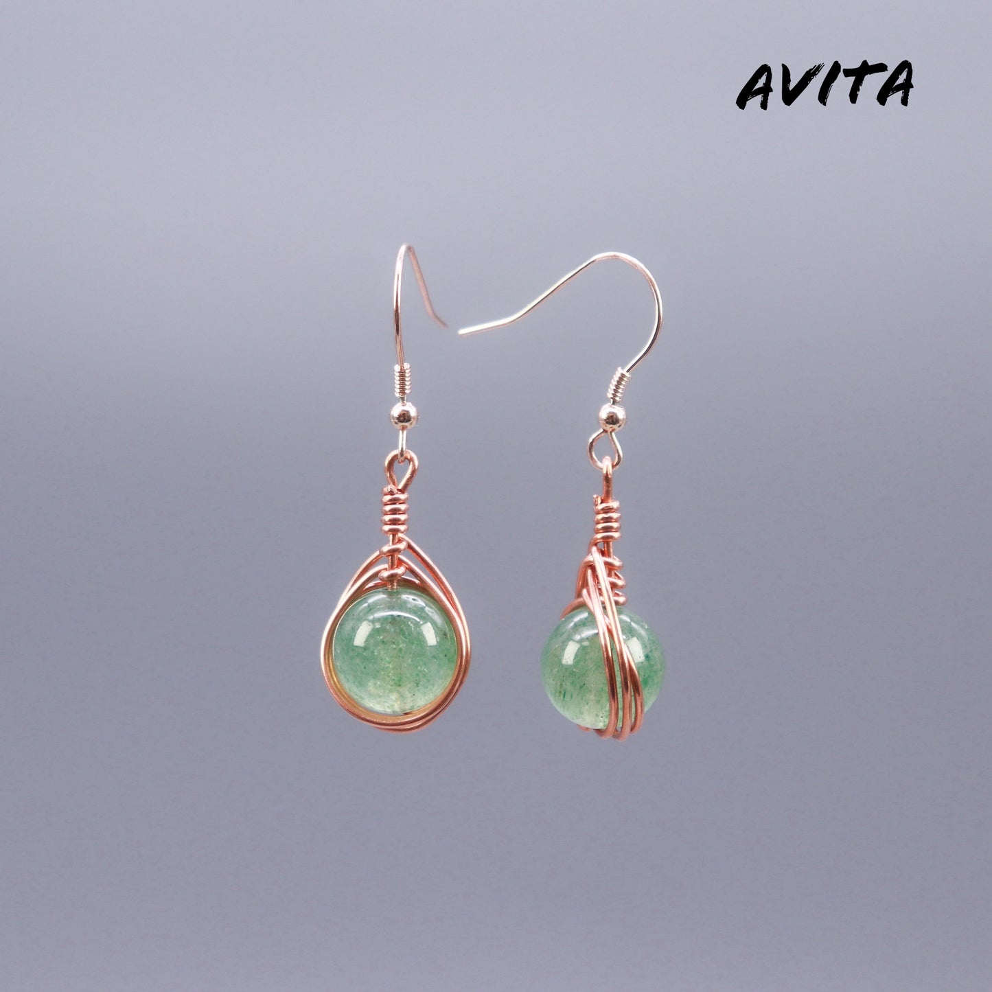 AVITA Angel's Tears 70% OFF Green Strawberry Quartz Handmade Crystal Earrings For Elevating Your Career