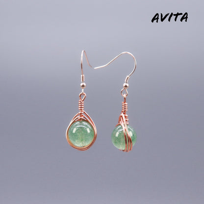 AVITA Angel's Tears 70% OFF Green Strawberry Quartz Handmade Crystal Earrings For Elevating Your Career