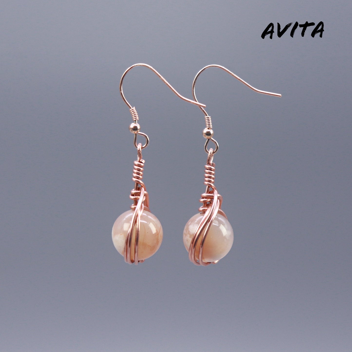 AVITA Angel's Tears 70% OFF Sakura Agate Handmade Crystal Earrings For Energy Boost & Attracting Love