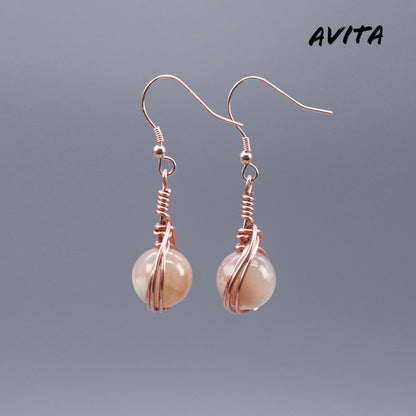 AVITA Angel's Tears 70% OFF Sakura Agate Handmade Crystal Earrings For Energy Boost & Attracting Love