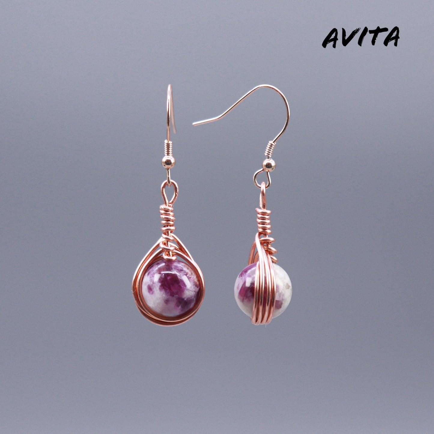 AVITA Angel's Tears 70% OFF Lepidolite Handmade Crystal Earrings For Energy Boost & Attracting Wisdom