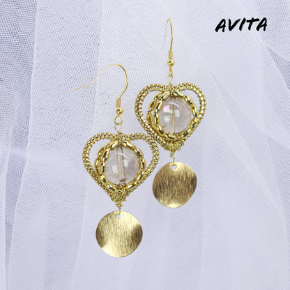 AVITA Elegant Life 60% OFF Tea-colored Citrine Handmade Crystal Earrings For Emotionally Stable