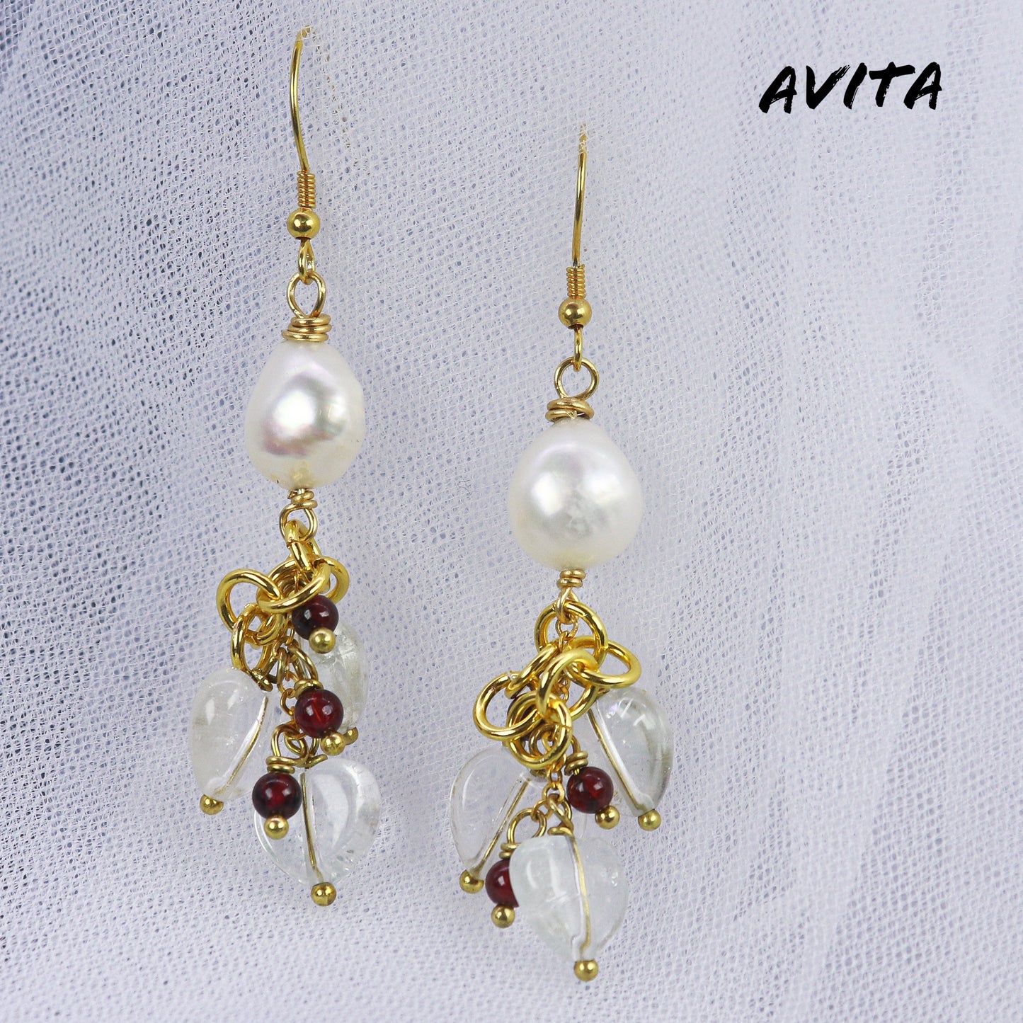 AVITA Elegant Life 60% OFF Clear Topaz Handmade Crystal Earrings For Emotionally Stable